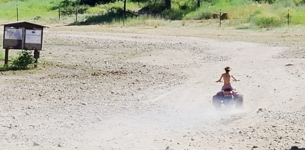 a kid riding motorized tricycle