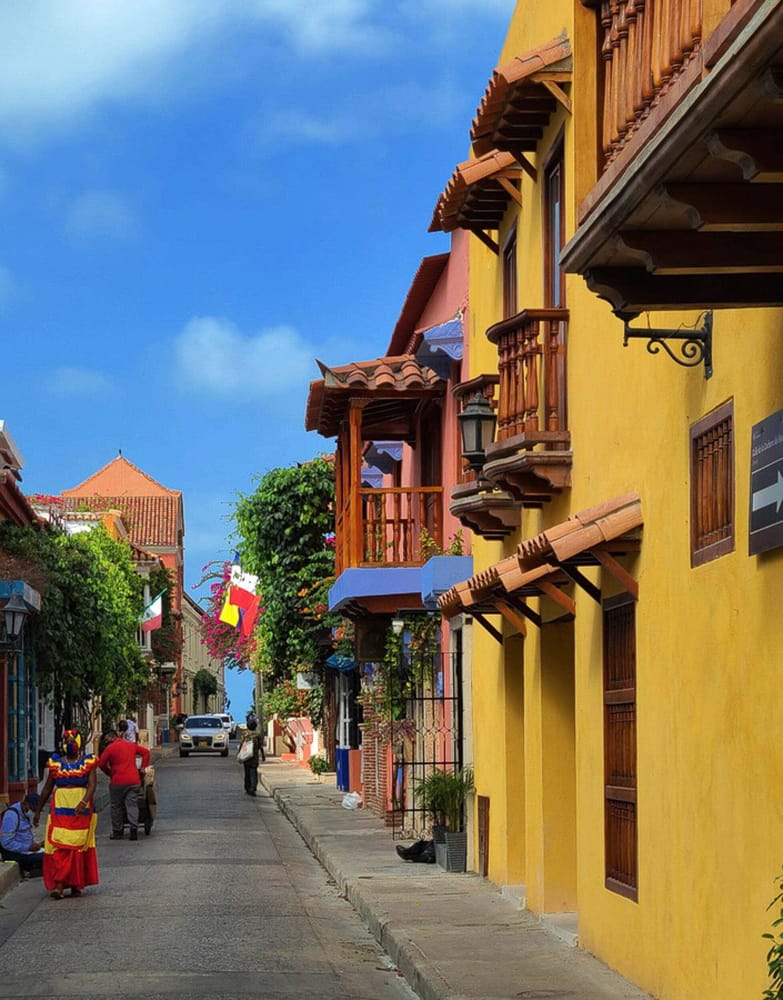 narros street with colorful houses