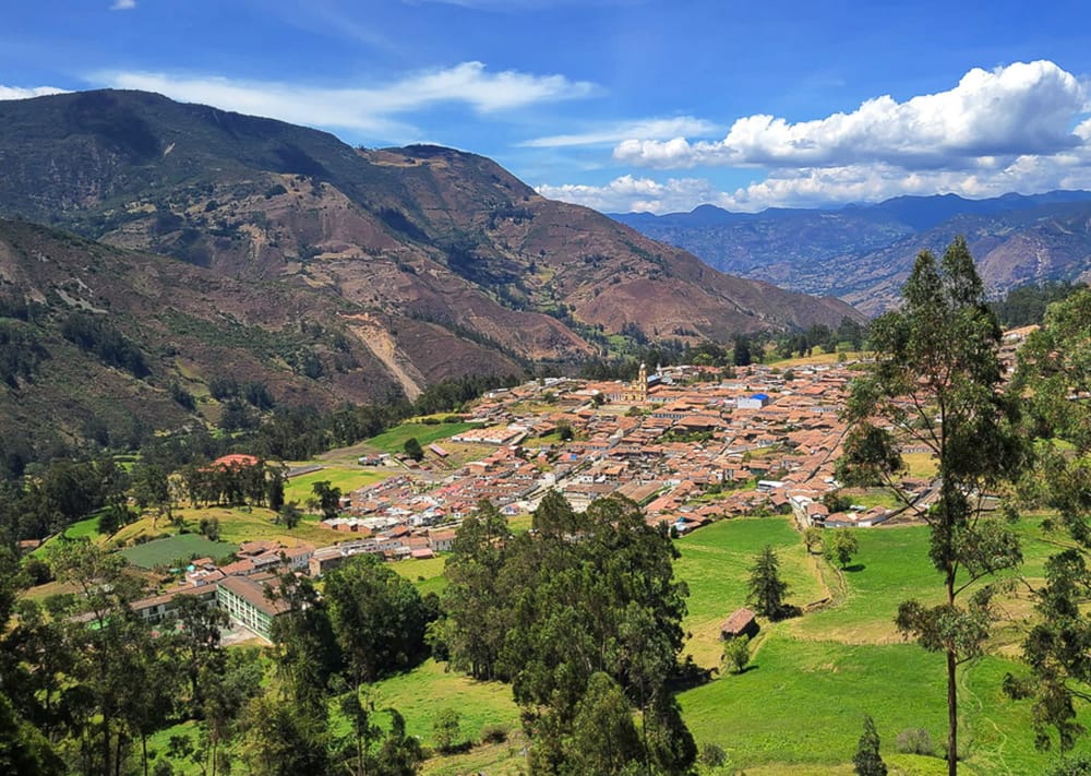 view of a town from above 