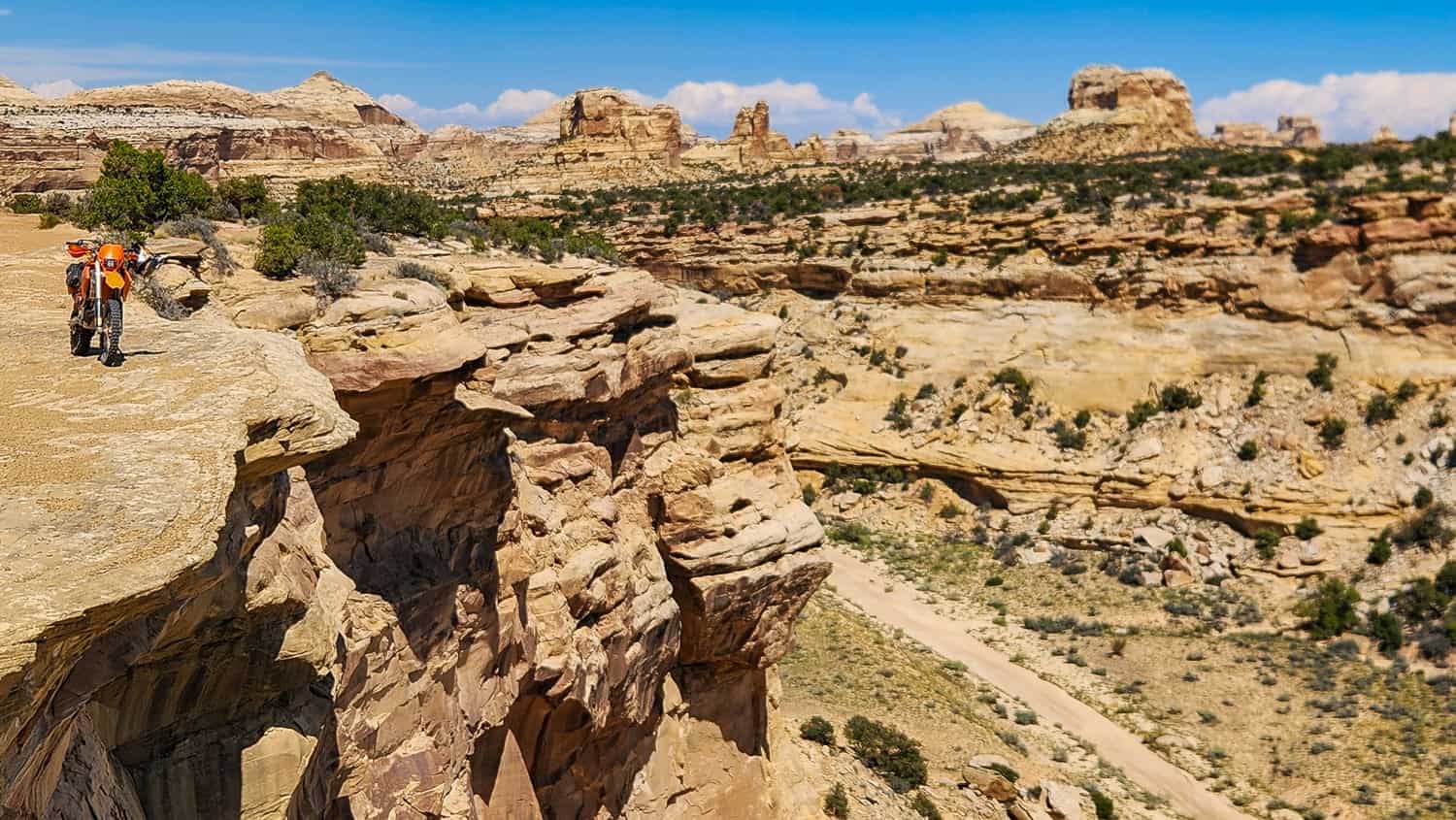 motorcycle near the edge of a canyon