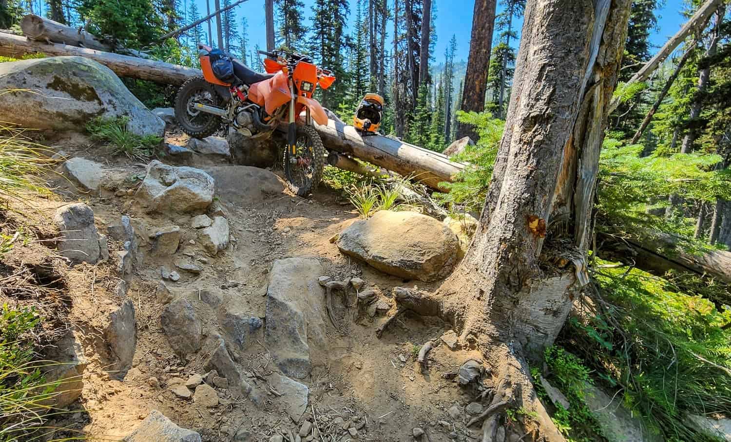 motorcycle on a rocky trail 