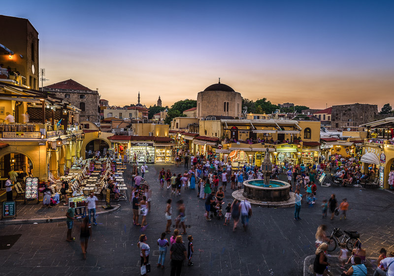 Rhodes' busy downtown