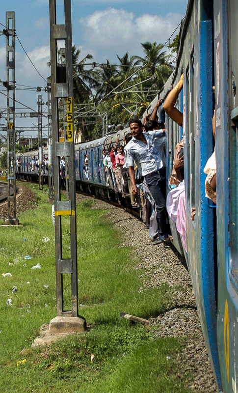 Riding overcrowded Indian train