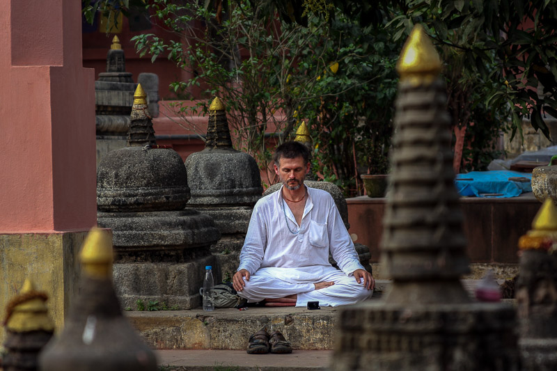 Meditating in Bodhgaya
