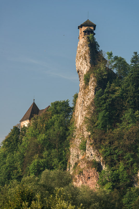 Medieval tower atop a vertical rock